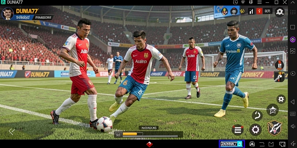Tampilan gameplay seru dalam DUNIA77 yang menggambarkan aksi olahraga.