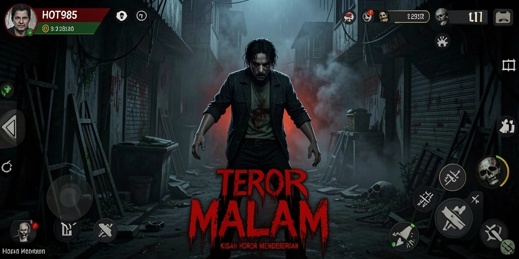 Tangkapan layar dari gameplay menegangkan HOT985 dengan suasana mencekam.