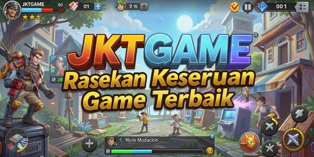 Screenshot gameplay JKTGAME yang menampilkan aktivitas membangun dan pengelolaan sumber daya.