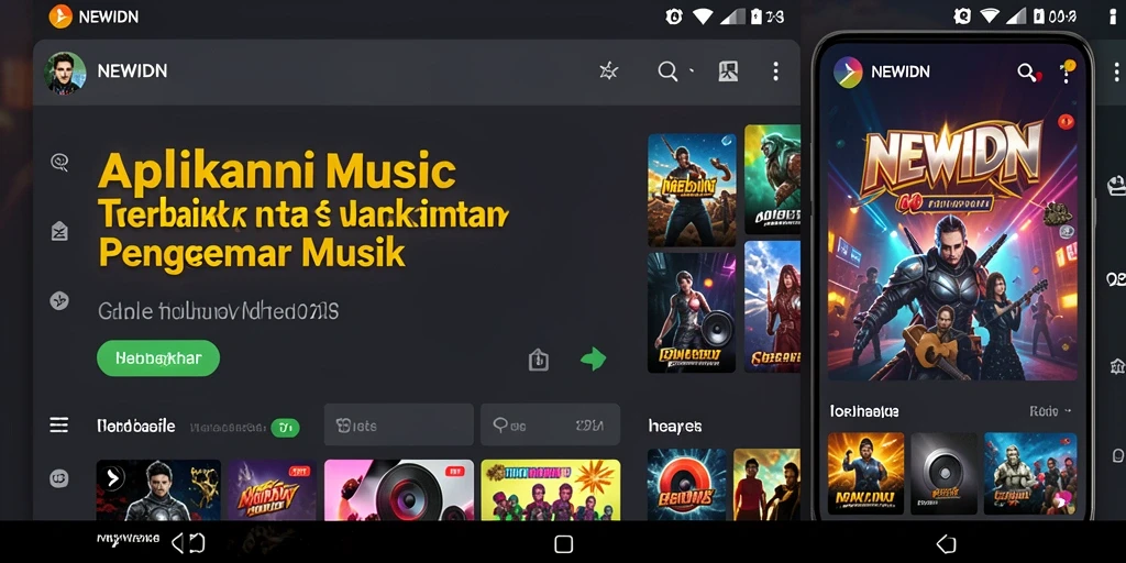 Tangkapan layar dari gameplay NEWIDN menampilkan antarmuka aplikasi musik yang menarik.