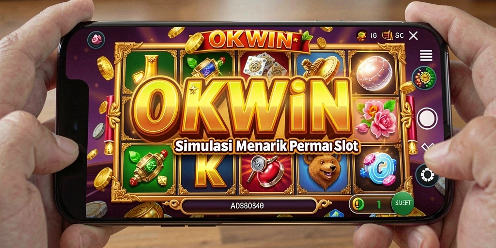 Screenshot gameplay OKWIN menampilkan mesin slot yang menarik dan efek visual yang memukau.