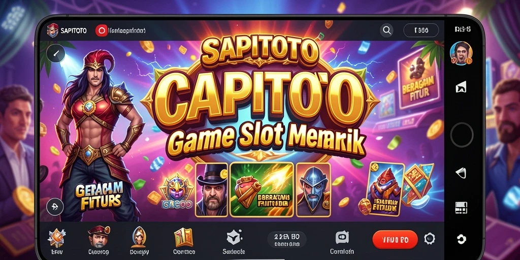 Screenshot gameplay SAPITOTO menunjukkan mesin slot dengan tema yang menarik dan fitur bonus.