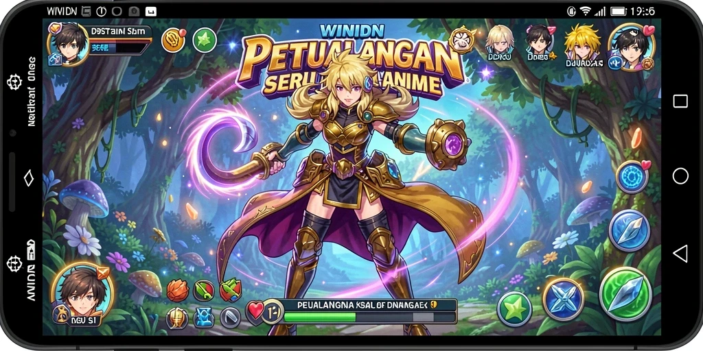 Tangkapan layar gameplay WINIDN yang penuh aksi di dunia anime.